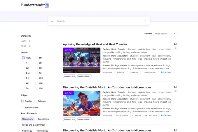 Free lesson plans on Funderstanding