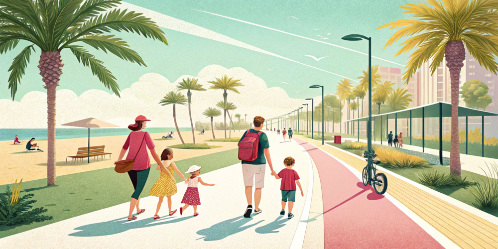 Family walking together on a nice summer day